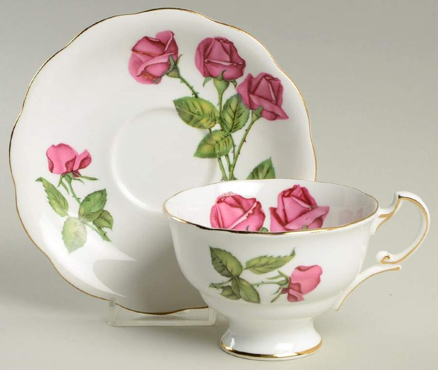 Three Red Roses Footed Cup & Saucer Set by Royal Standard-1