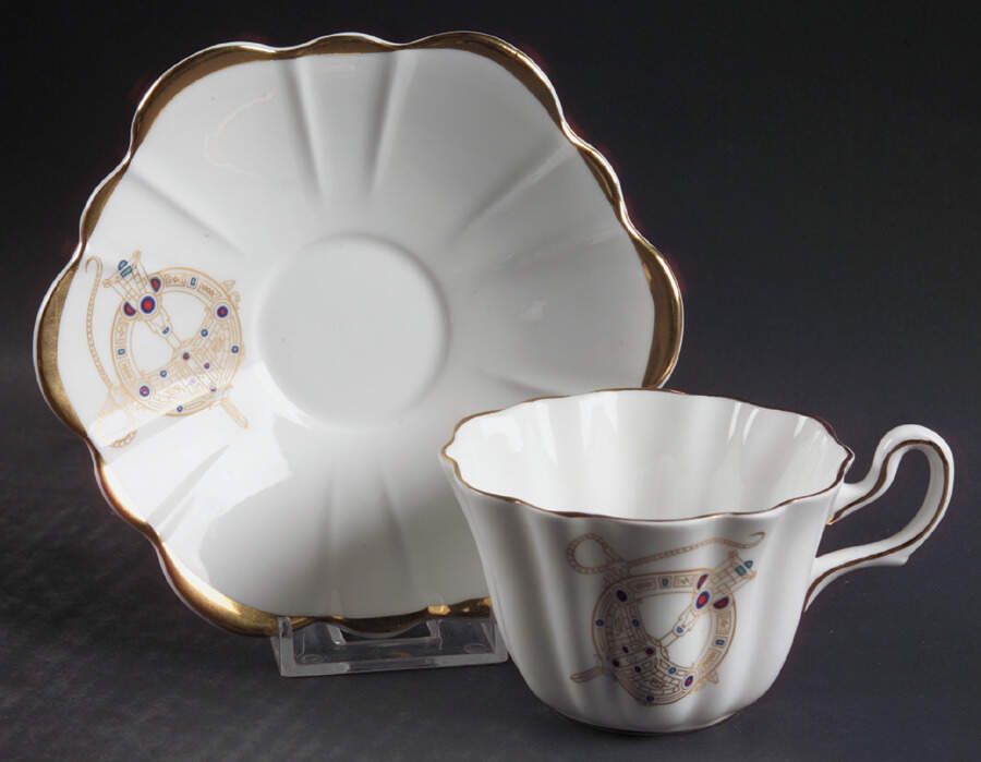 Tara Brooch (Scalloped) Flat Cup & Saucer Set by Royal Tara-1