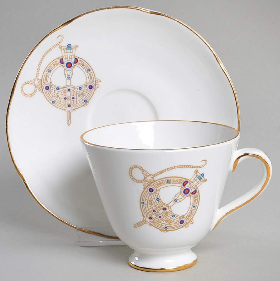 Tara Brooch (Scalloped) Footed Cup & Saucer Set by Royal Tara-1