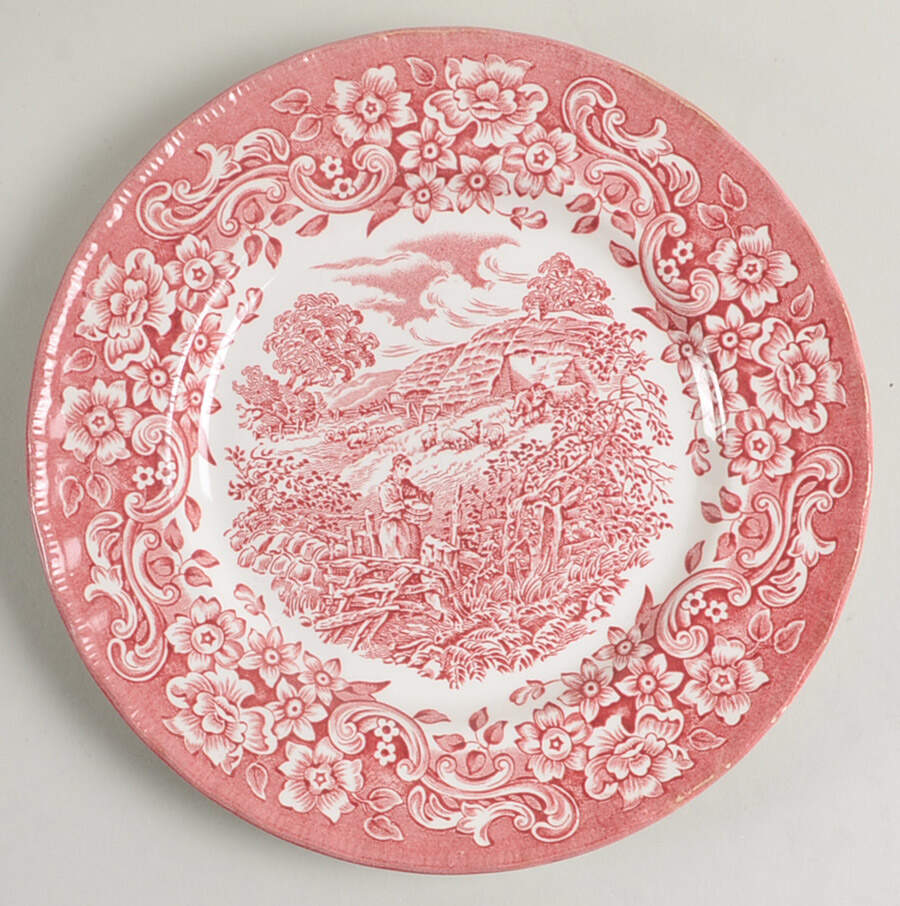 17th Century England Red Salad Plate by Royal Tudor-1