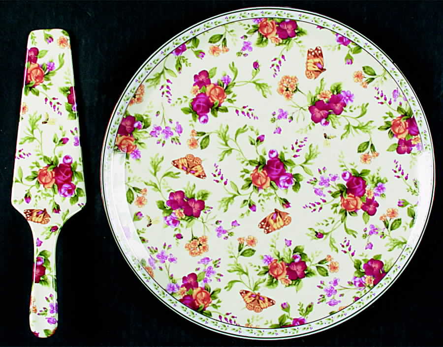 Seasons of Colour (Spring Chintz) Cake Plate and Server (Boxed Set) by Royal Albert-1