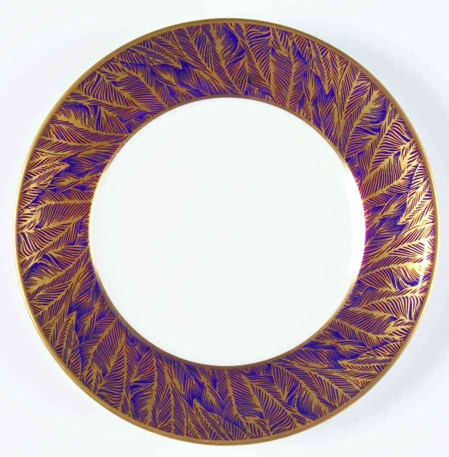 Gold Feather Blue Bread & Butter Plate by Royal Worcester-1