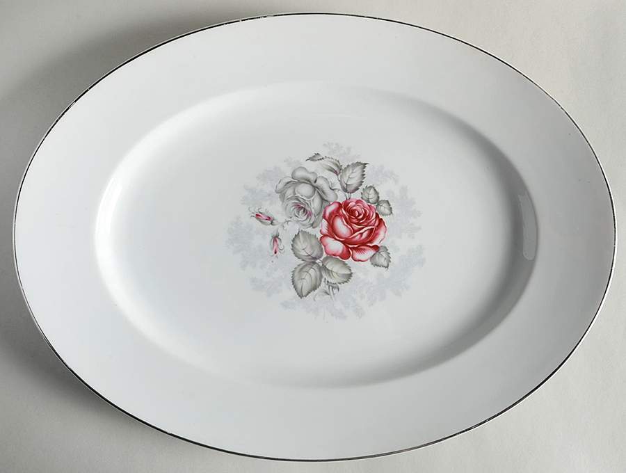 Gray Dawn Platinum (No Gray Band) 14" Oval Serving Platter by Rosenthal - Continental-1