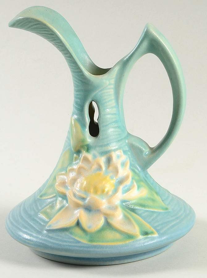 Water Lily Blue 6" Ewer by Roseville-1