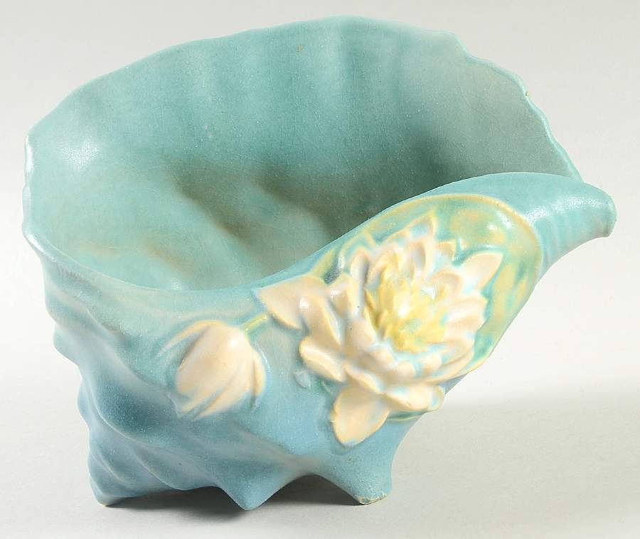 Water Lily Blue 6" Conch Shell (Vase/Planter) by Roseville-1