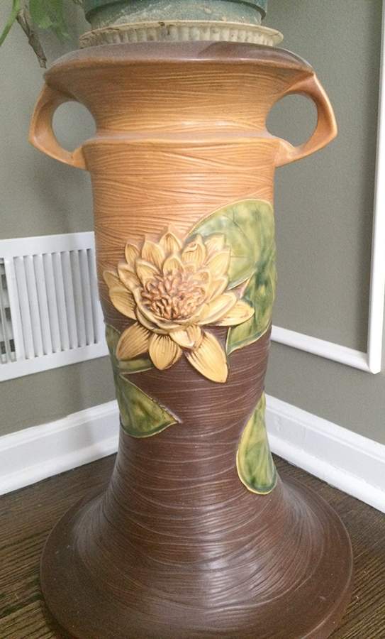 Water Lily Brown Stand for 10" Jardiniere by Roseville-1