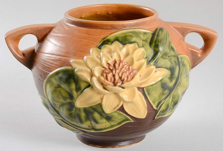 Water Lily Brown 6" Rose Bowl by Roseville-1