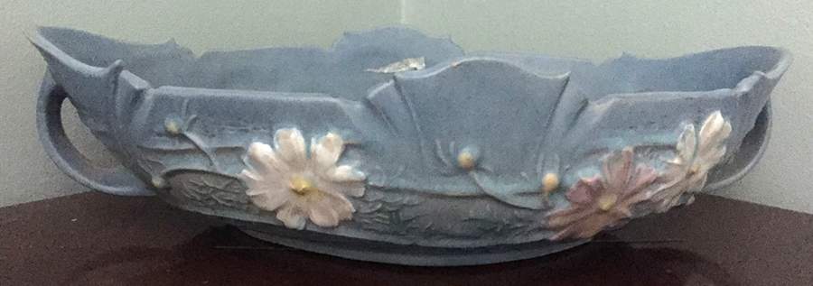Cosmos Blue 10" Oval Handled Bowl by Roseville-1