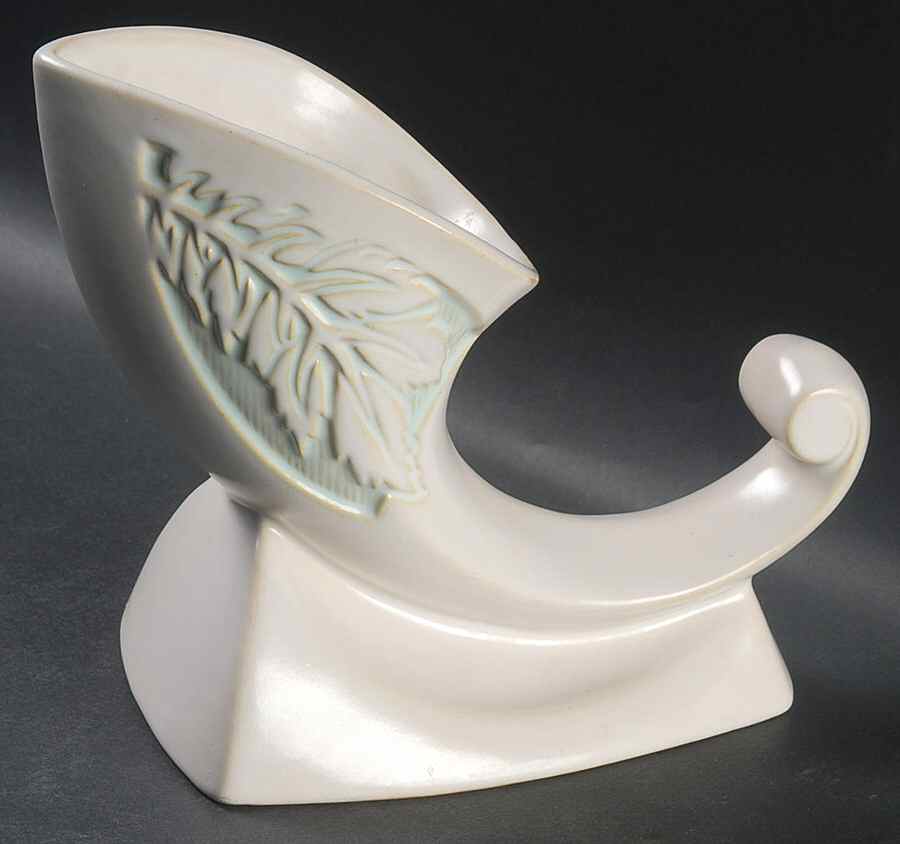 Silhouette White 8" Cornucopia by Roseville-1