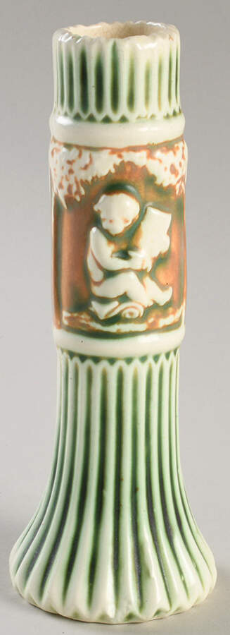 Donatello Green Ivory 7" Bud Vase by Roseville-1