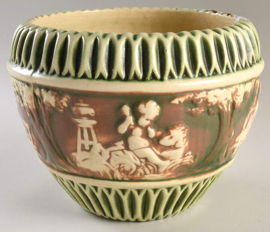 Donatello Green Ivory 8" Jardiniere by Roseville-1