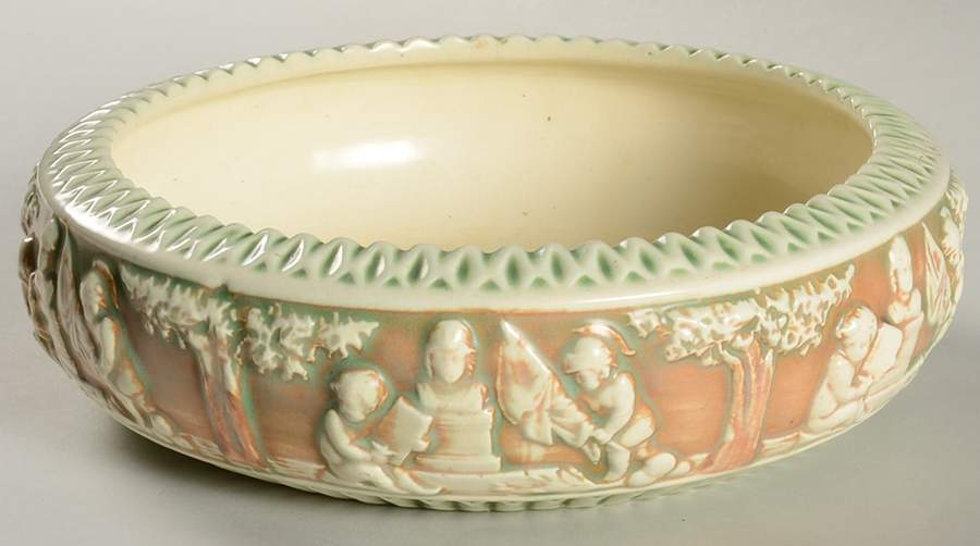 Donatello Green Ivory 8" Shallow Round Bowl by Roseville-1