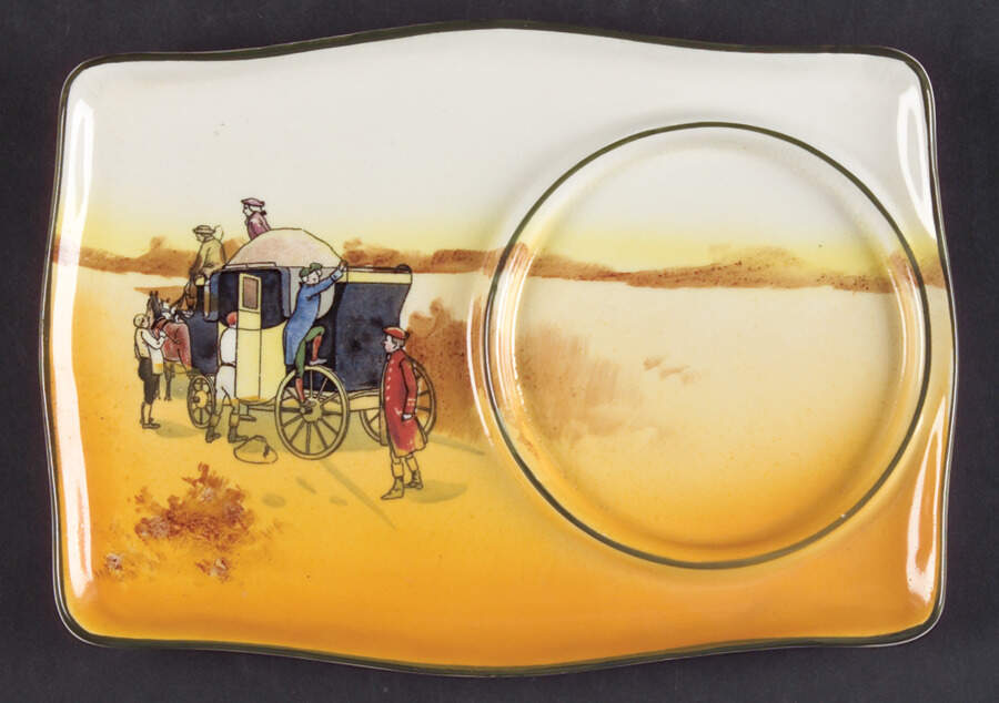 Coaching Days (Smooth, Earthenware) Plate for Dessert Plate & Cup Set by Royal Doulton-1