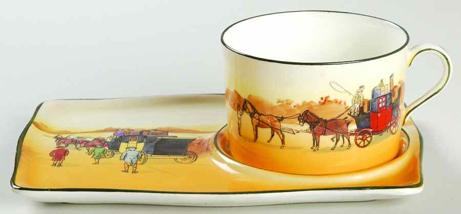 Coaching Days (Smooth, Earthenware) Dessert Plate & Cup Set by Royal Doulton-1