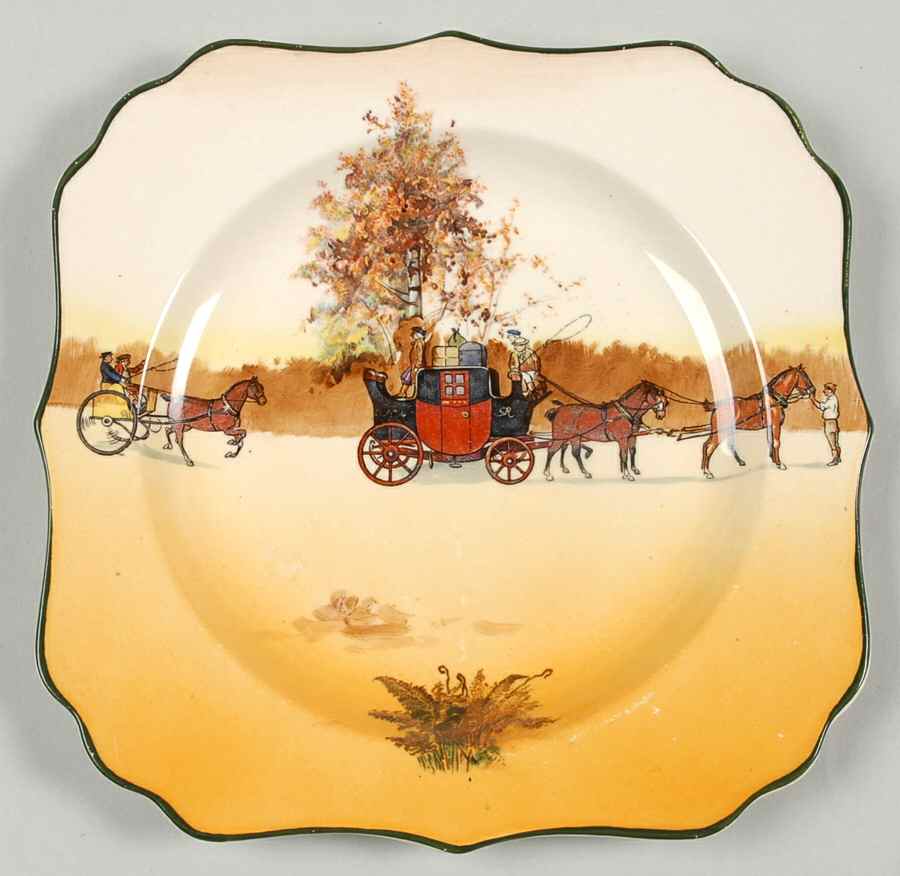Coaching Days (Smooth, Earthenware) Square Salad Plate by Royal Doulton-1