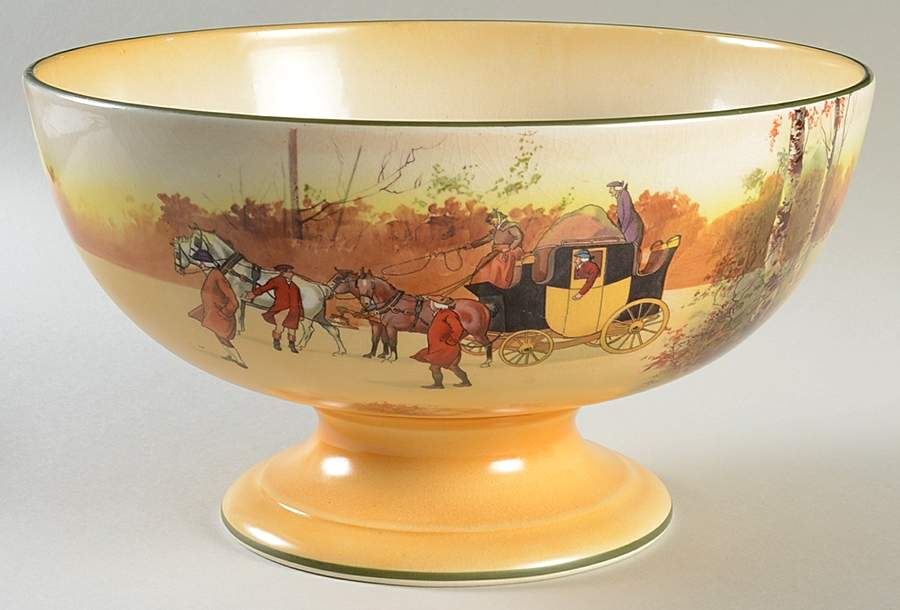 Coaching Days (Smooth, Earthenware) Punch Bowl by Royal Doulton-1