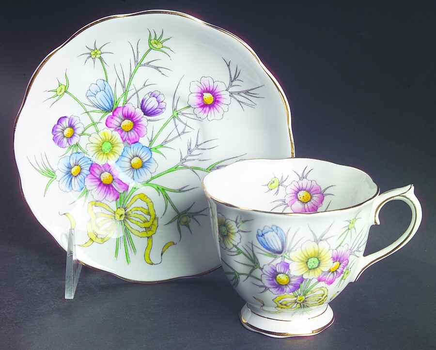 Flower of The Month (Countess Shape) Footed Cup & Saucer Set by Royal Albert-1