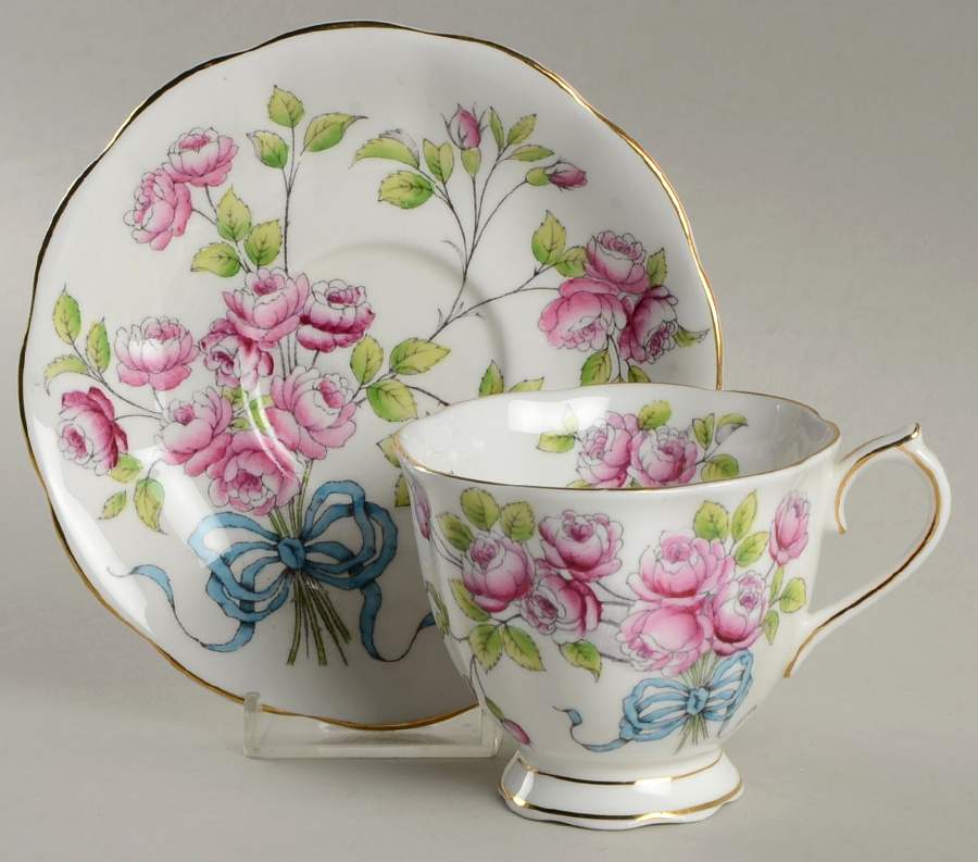 Flower of The Month (Countess Shape) Footed Cup & Saucer Set by Royal Albert-1