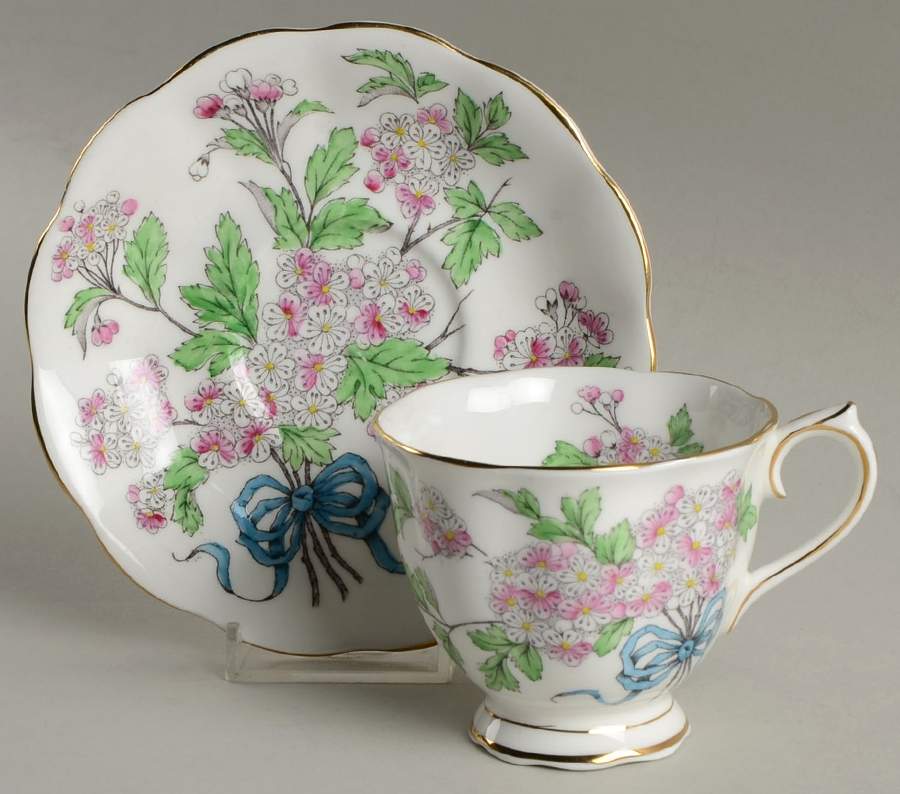 Flower of The Month (Countess Shape) Footed Cup & Saucer Set by Royal Albert-1