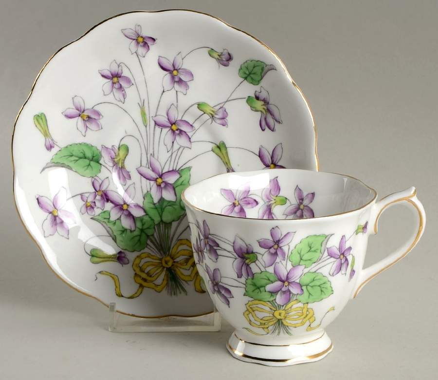 Flower of The Month (Countess Shape) Footed Cup & Saucer Set by Royal Albert-1
