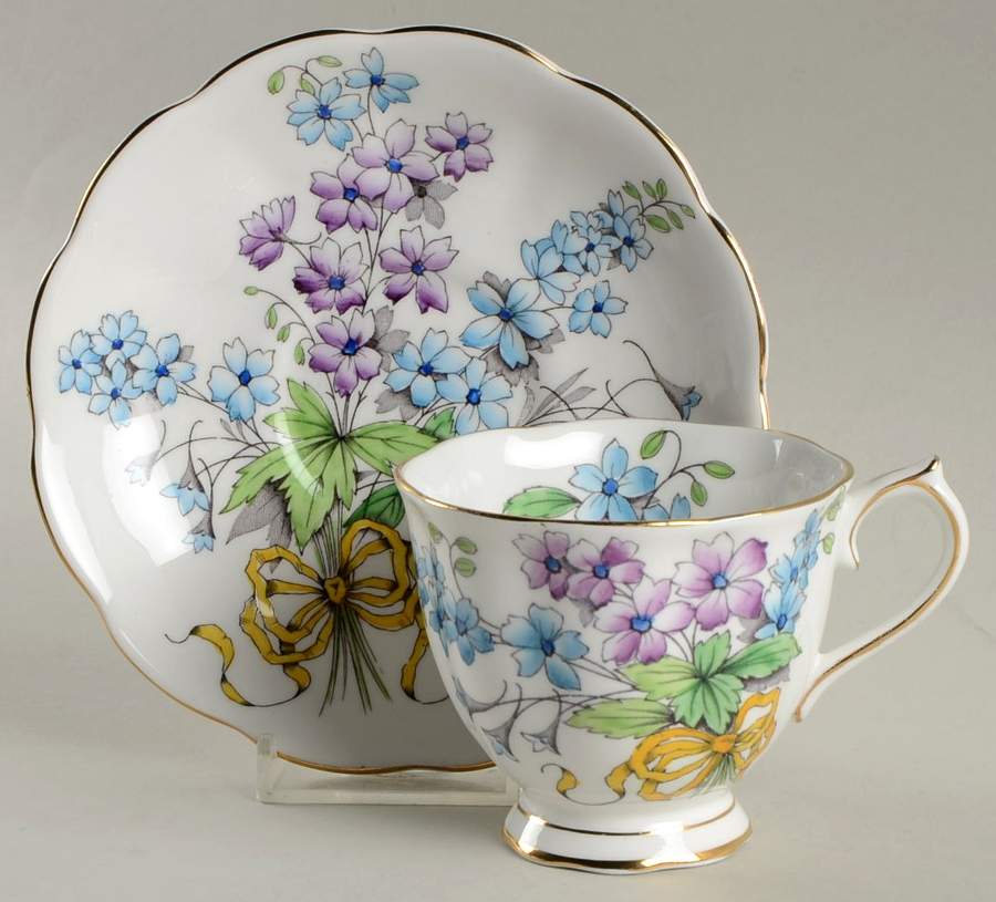 Flower of The Month (Countess Shape) Footed Cup & Saucer Set by Royal Albert-1