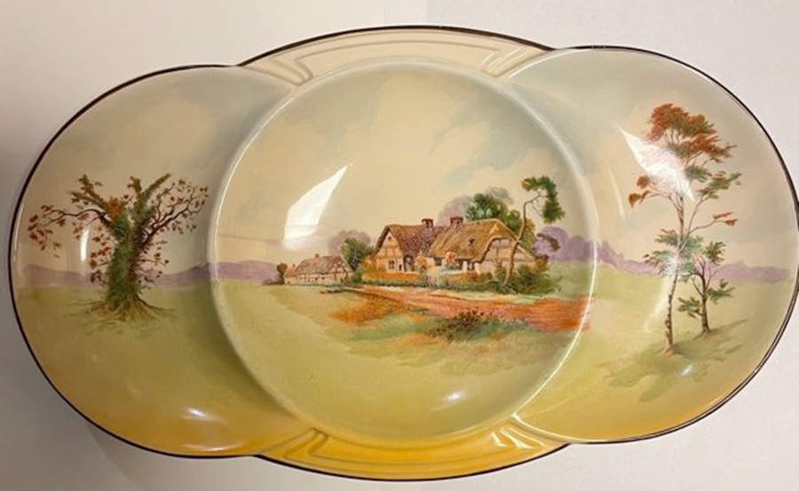 English Cottages a (Smooth) 3 Section Server by Royal Doulton-1