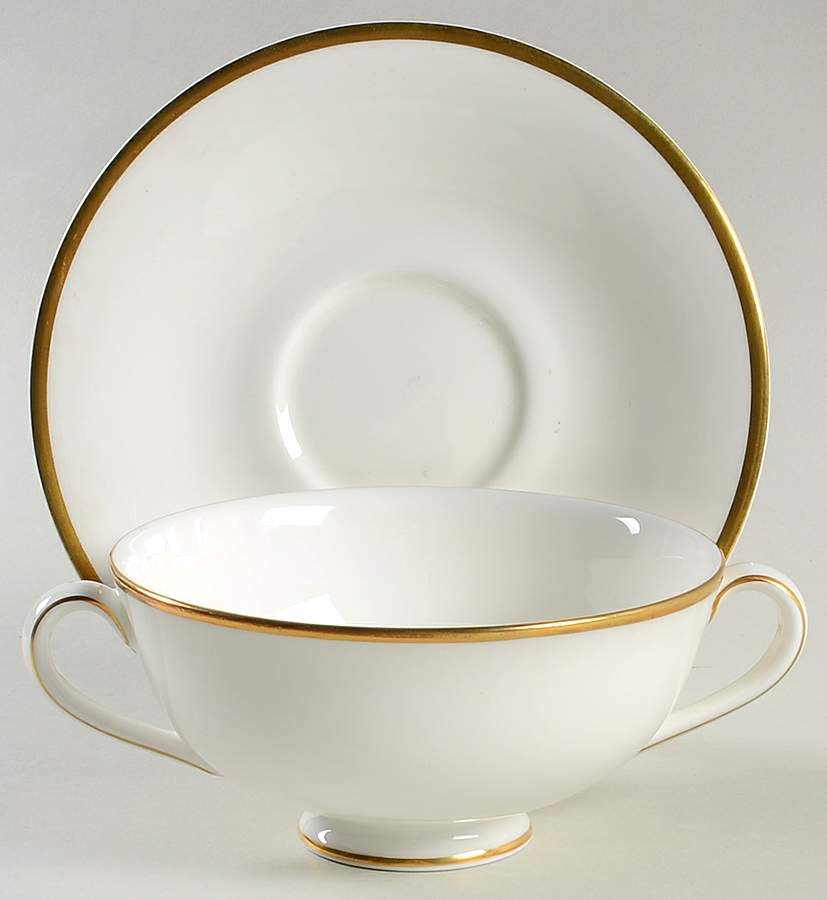 Alice (Classic Shape) Footed Cream Soup Bowl & Cup Saucer Set by Royal Doulton-1