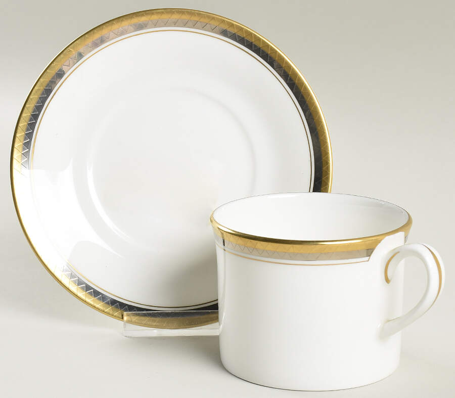 Royal Diamond Flat Cup & Saucer Set by Royal Worcester-1