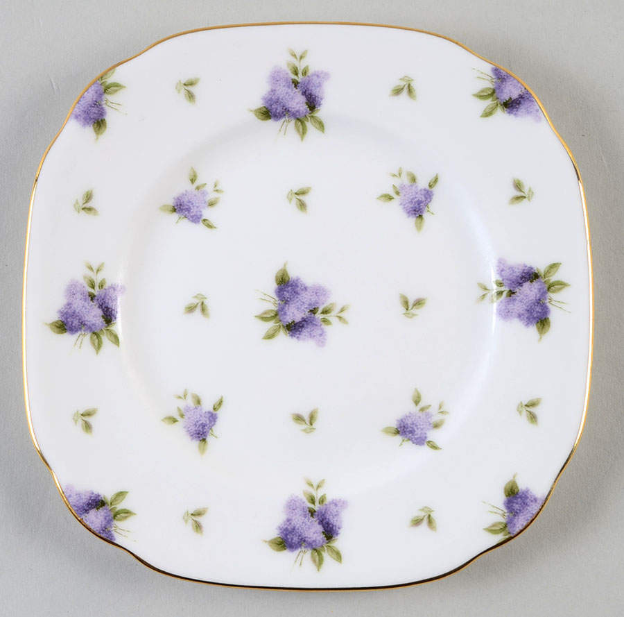 Lilac Lane (Gold Trim) Square Bread & Butter Plate by Royal Albert-1