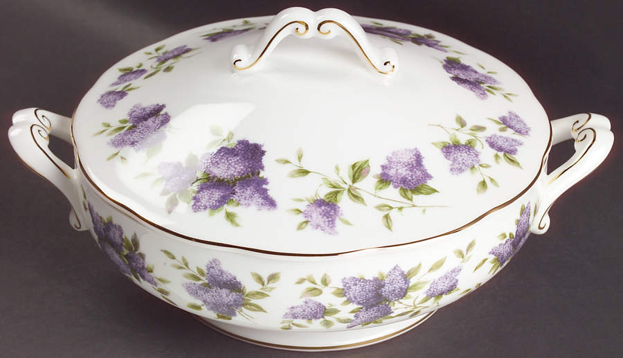 Lilac Lane (Gold Trim) Round Covered Vegetable by Royal Albert-1