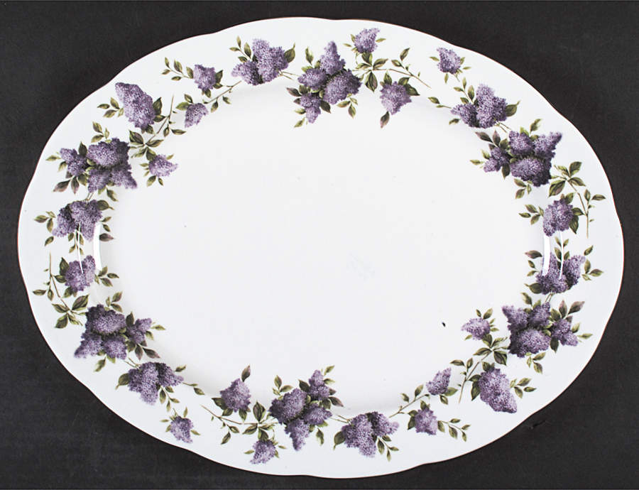 Lilac Lane (Gold Trim) 16" Oval Serving Platter by Royal Albert-1