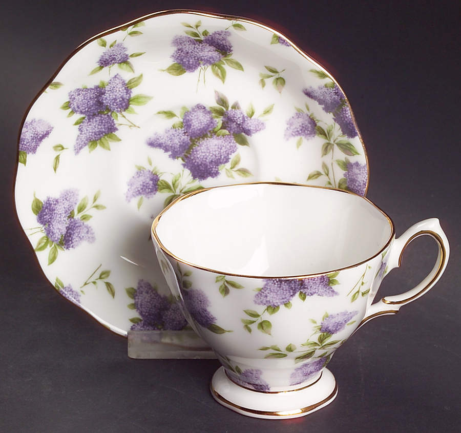 Lilac Lane (Gold Trim) Footed Cup & Saucer Set by Royal Albert-1