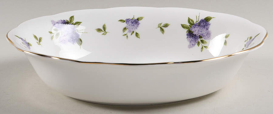 Lilac Lane (Gold Trim) 9" Oval Vegetable Bowl by Royal Albert-1