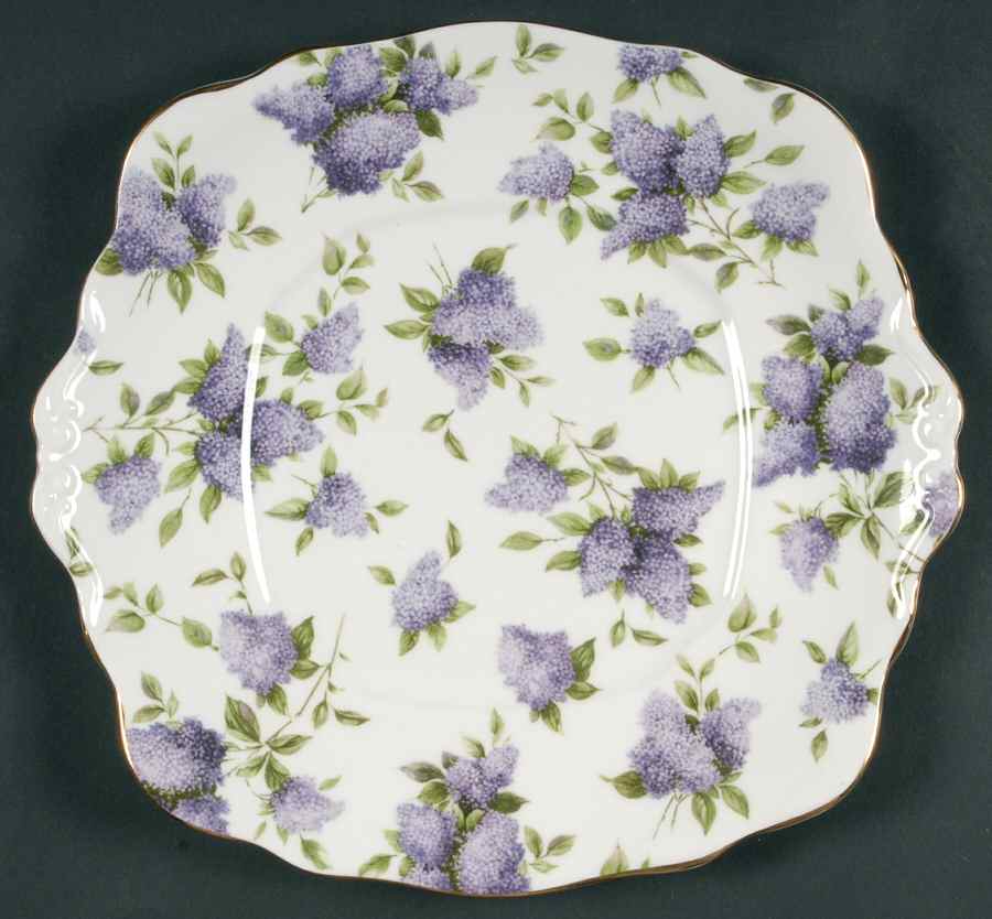 Lilac Lane (Gold Trim) Square Handled Cake Plate by Royal Albert-1
