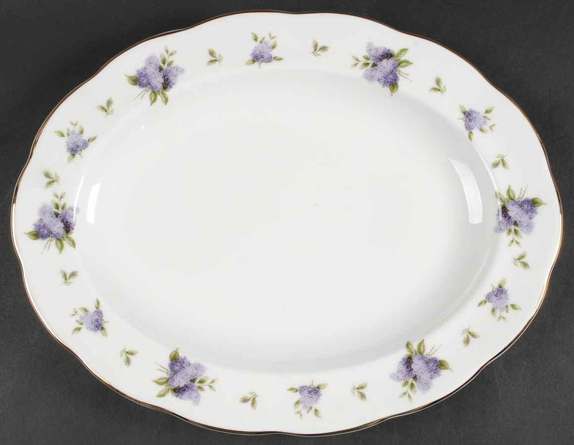 Lilac Lane (Gold Trim) 13" Oval Serving Platter by Royal Albert-1
