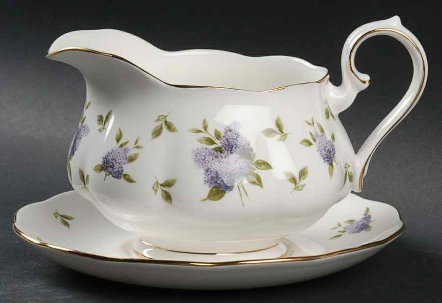 Lilac Lane (Gold Trim) Gravy Boat & Underplate by Royal Albert-1