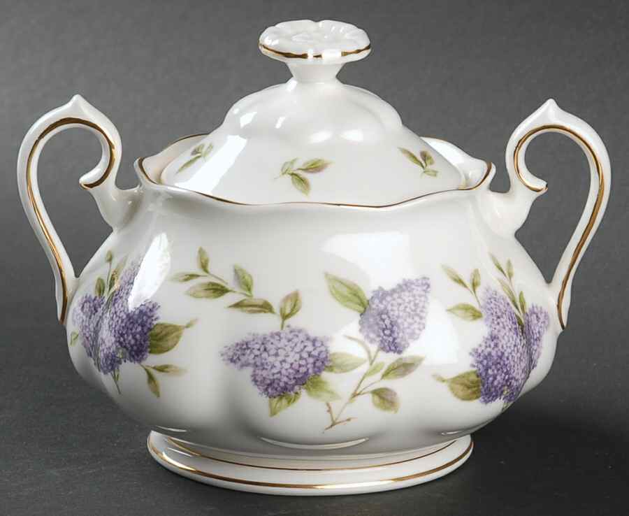 Lilac Lane (Gold Trim) Sugar Bowl & Lid by Royal Albert-1
