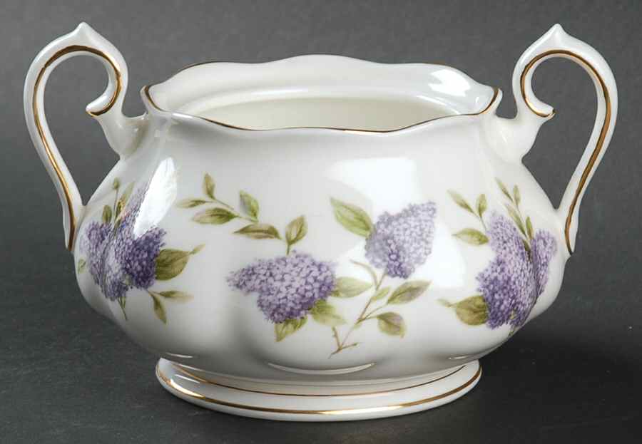 Lilac Lane (Gold Trim) Sugar Bowl No Lid by Royal Albert-1