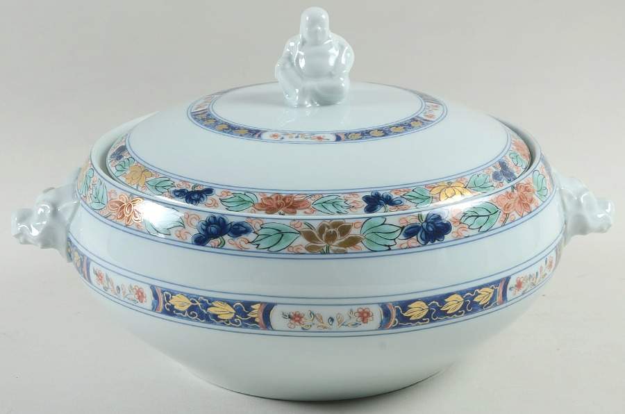 Koutani (Celadon Backgorund) Round Covered Vegetable by Raynaud-1