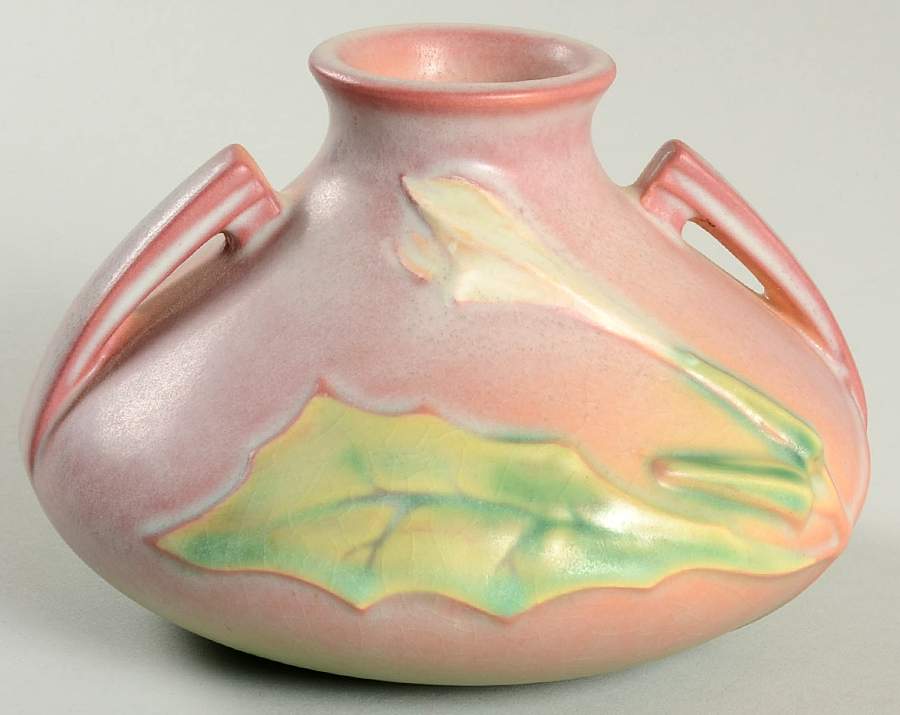 Thornapple Pink 4" Handled Vase by Roseville-1