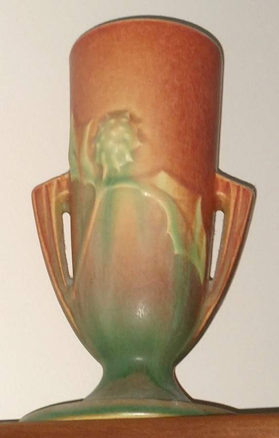 Thornapple Pink 7" Handled Vase by Roseville-1