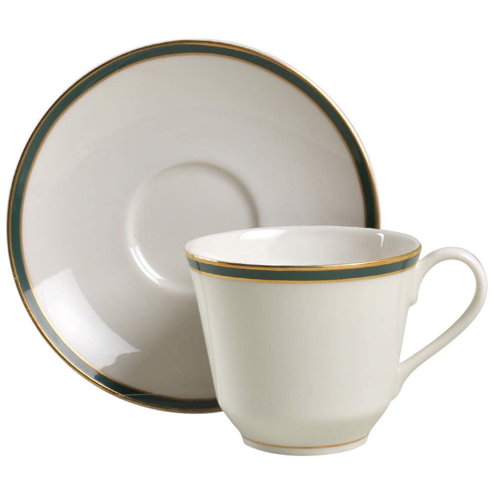 Oxford Green (Indonesia) Flat Cup & Saucer Set - Set of 4 by Royal Doulton-1