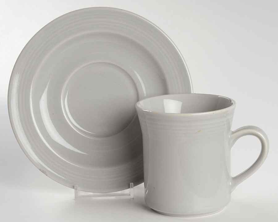 Color Your Table Gray Flat Cup & Saucer Set by Riva Designs-1