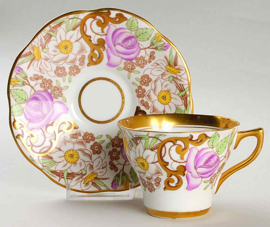 4859 Flat Cup & Saucer Set by Rosina-Queens-1