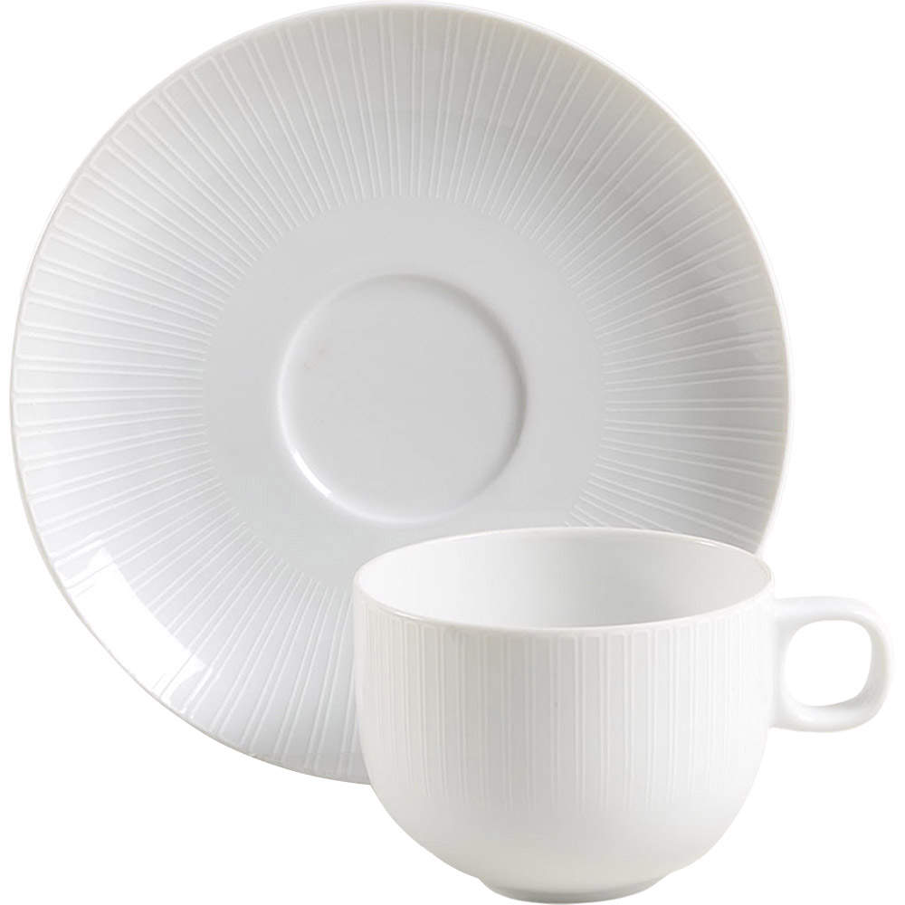 Moon White On White Flat Cup & Saucer Set by Rosenthal - Continental-1