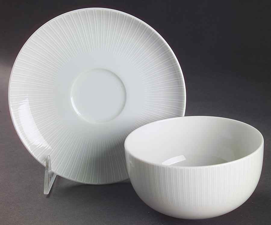 Moon White On White Open Sauce Boat & Underplate by Rosenthal - Continental-1