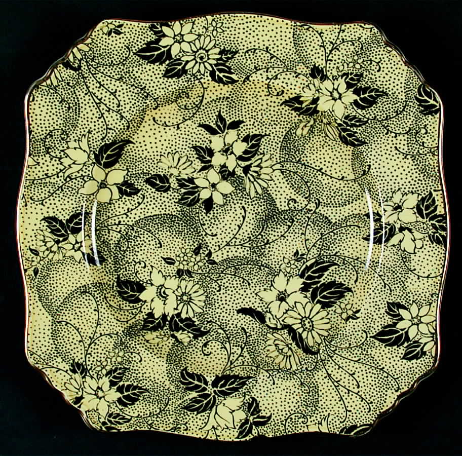 Black Daisies Square Luncheon Plate by Royal Winton-1