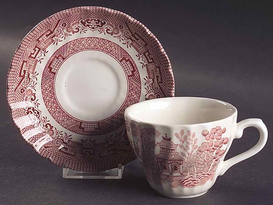 Willow Rosa Flat Cup & Saucer Set by Royal Wessex-1