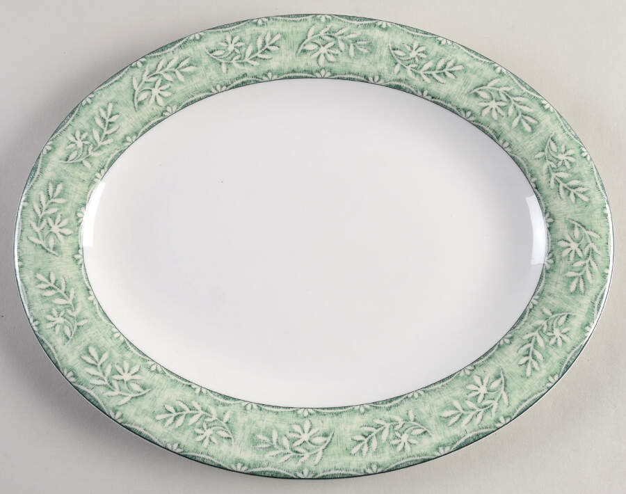 Linen Leaf 13" Oval Serving Platter by Royal Doulton-1