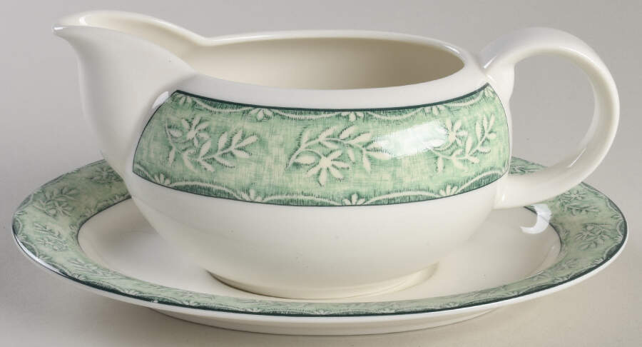 Linen Leaf Gravy Boat & Underplate by Royal Doulton-1